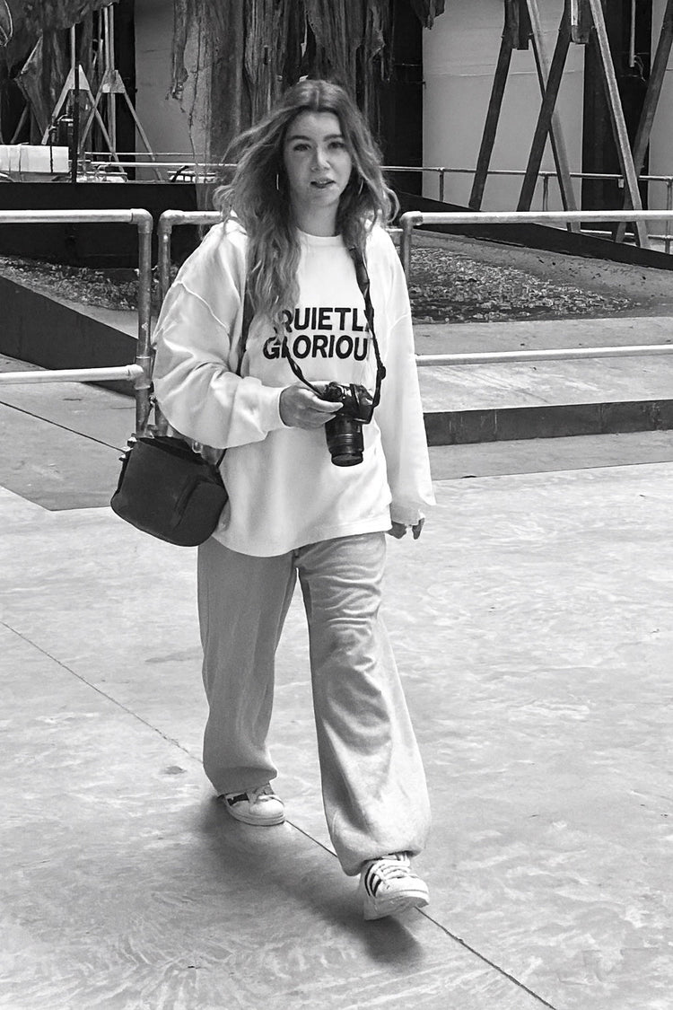 EJay wearing Quietly Glorious — Start Here